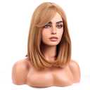 MAGQOO Strawberry Blonde Wig Women Short Straight Strawberry Bob Wig with Side Bangs Halloween Costume Cosplay Wigs