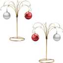 HOHIYA 2 Pcs 13.5 Inch Ornament Display Stand Hanger Holder Hanging Wire for Ball Christmas Easter Decorations Taiwan Made Brass Gold Max Loading 1.5 LBS