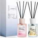 Reed Diffuser - Sea Guaiac Wood&Pink Peony 4.06oz (120ml) 2 Packs Essential Oil Reed Diffuser Set with 16 Sticks, Long Lasting Fragrance for Home, Bathroom, Bedroom, Room, Decor