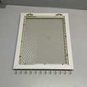 Heesch Hanging Earring Organizer Frame Wall Mounted Jewelry Holder Vintage Rustic Stud Earring Display with Removable Rod and 12 Hooks for Necklaces, Bracelets and Rings (Distressed White)