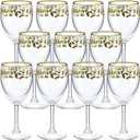 Nitial 12 Pcs Christmas Wine Glasses Set, 6.8 oz Festive Holiday Drinkware with Stem Wineglass Gift, Ideal for Red or White Wine at Christmas Dinners, New Years Family Party Gatherings (Holly Berry)