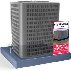 DuctlessAire Equipment Pad - Ductless Mini Split AC Unit Condenser Pads - Mini Split Air Conditioner, Heat Pump, HVAC, Generator Pad - Portable Outdoor Ground Mounting Base - 36"W x 36"L x 3"H (Grey) (Gray)