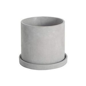 Ekirlin 9 Inch Flower Plant Pot Indoor - Grey Cement Garden Planter Concrete Planter with Drain Hole Saucer, Modern Succulents Containers for Home Decor, Office & Outdoor