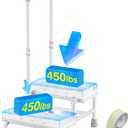 FORTEMOTUS 2 Step Stool with Handle for Elderly - Heavy Duty Bed Steps for High Beds for Adults with Adjustable Handrail &Non-Skid Platform, Foot Stool Ladder for Bedside, Kitchen, Car, RV, Bathtub