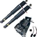 Rear Air Suspension Shocks & Air Compressor Kit for Cadillac Escalade Chevy Avalanche Suburban 1500 Tahoe GMC Yukon XL SUV/Truck Models Years 2002-2014 Replace 25979391 15756926
