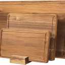 KOLWOVEN Wood Cutting Boards for Kitchen  Set of 3, Wooden Cutting Board Set with Holder for Chopping Meat, Cheese, Fruits, Vegetables, Knife Friendly Serving Tray
