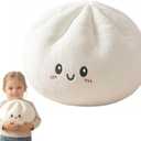 Giant Dumpling Stress Ball, Big Steamed Bun Plush Pillow Fidget Toy, Helps with Stress Relief Squeeze Ball for Kids & Adults (White)