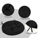 idee-home Outdoor Bistro Chair Cushions, 18”x18”x 6” Thick Outdoor Round Seat Cushions Set of 2 Tufted with Ties, Waterproof Round Patio Furniture Pads for Garden, Black