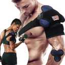 Adjustable Shoulder Brace for Rotator Cuff Tear & Post-Surgery Recovery - Arm Sling with Ice Pack Pocket, Breathable Compression Sleeve for Sports Injury, Arthritis, Men & Women (1 Gel Packs-BLACK, Large)