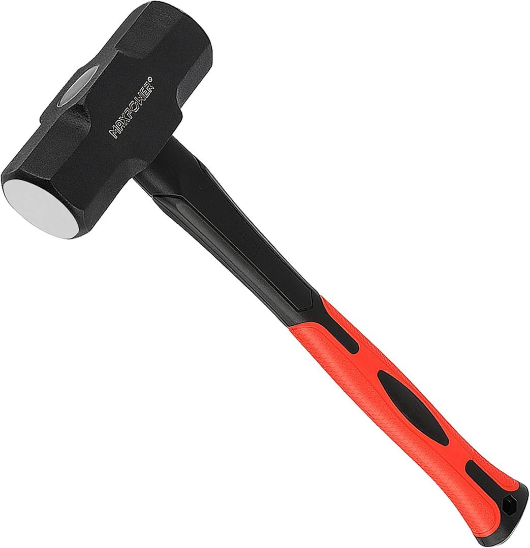 MAXPOWER 4lb Sledge Hammer, Steel Head, 12-inch Fiberglass Handle Shock-Resistant