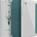 TUDIA SKN FLIP Designed for Onyx Boox Palma 2 Case - [Magnetic Closure] Shockproof Slim Transparent TPU Back with Textured Leather Cover - Clear Turquoise