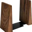 Luxdecor Walnut Book Ends Hold Heavy Books-7x6x5in Wood Bookends for Office Desk Non Skid, Decorative Walnut Bookend 2pack, Triangle Style