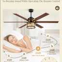 Fanbulous 65 Inch Farmhouse Crystal Ceiling Fan with Lights and Remote, Chandelier Ceiling Fan with Quiet Reversible DC Motor, Wood Blades - Ideal for Bedroom