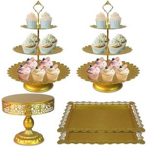 Gold Cake Stands Set, 5pcs Metal Tiered Cupcake Diaplay Stand Serving Platter for Dessert Table, Dessert Candy Fruit Tray for Wedding Baby Shower Birthday Party