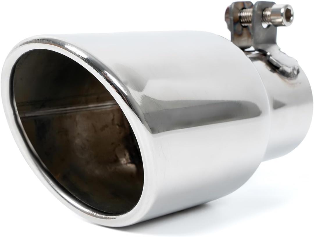KHK 2" to 3" Exhaust Tip - 6" Long Diesel Exhaust Tips,2" Inlet 3" Outlet Stainless Steel Bolt-On Angle Cut Truck Tailtip, Universal Fit for Trucks & Cars -Polished
