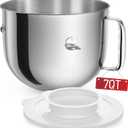 KitchenAid 7 Qt Bowl-lift Mixer - Stainless Bowl, Compatible with KSM70SKXXBK, Polished Steel with Extra Lid