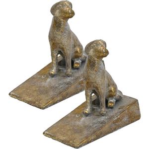 2-Piece Cast Iron Bird Door Stop Wedge Vintage Heavy Duty Door Stopper Antique Distressed Finish Decorative Doorstop for Bedroom Bathroom Exterior Doors (Dog)