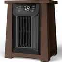 Shinic Infrared Space Heaters for Indoor Use Large Room, 20 Inch, Luxury Insulated Wooden Cabinet, 1500W Infrared Electric Heater with Remote Control, Timer, Filter, Charging Ports, Walnut
