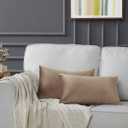 GIGIZAZA Velvet Taupe Decorative Throw Pillow Covers Couch Pillow Lumbar Cushion Cover 12x20 Pack of 2
