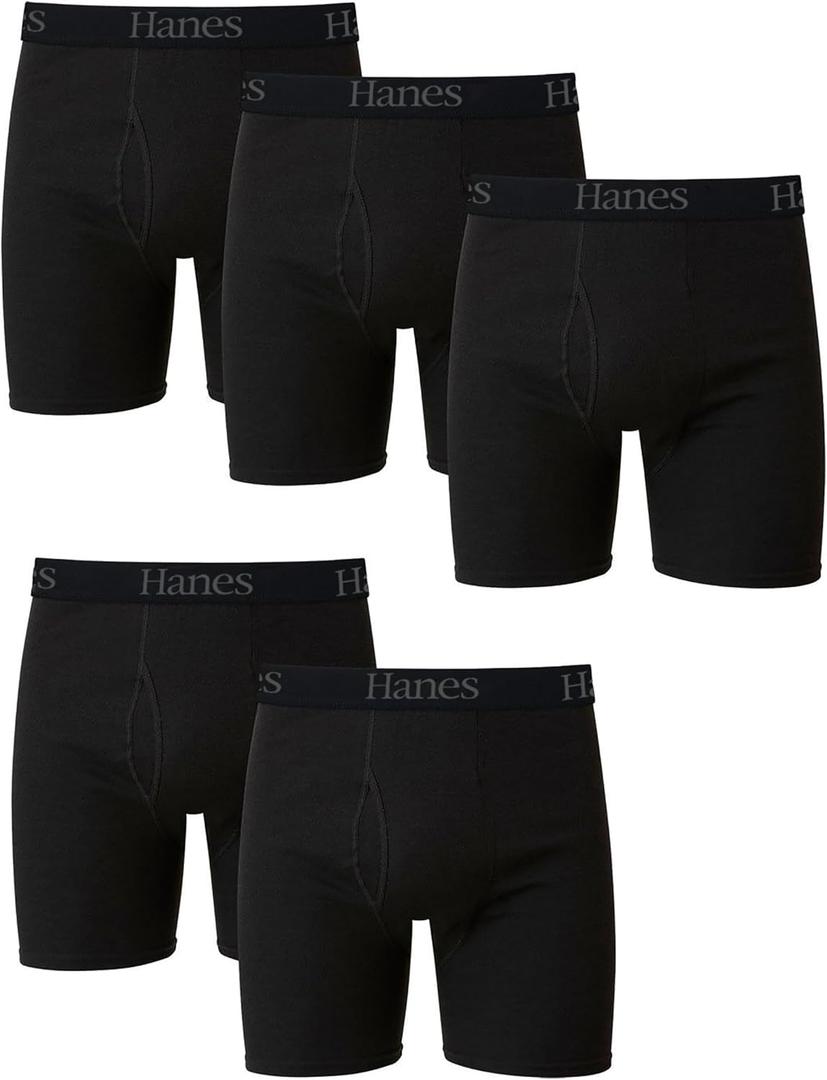 Hanes Men's Underwear Boxer Briefs Pack, Moisture-wicking Underwear for Men, Breathable, Cool & Breathable Cotton (Large, Black)