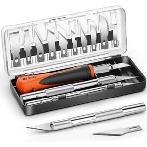 JETMORE 16 Pcs Exacto Knife Set, 3 Craft Knife and 13 SK5 Steel Blades, Precision Hobby Knife for Carving, Modeling, DIY, Scrapbooking, and Art Projects