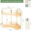2 x Corner Bathroom Counter Organizer Bathroom Countertop Shelf Makeup Organizer for Vanity Perfume Tray for Corner Storage (2 Tiers, Gold)