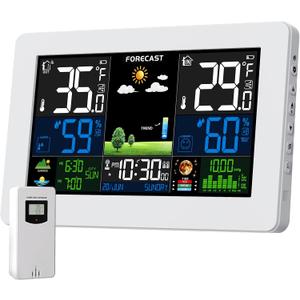 Weather Station Wireless Indoor Outdoor Thermometer, Digital Thermometer with Remote Sensor, A