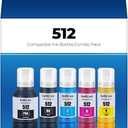 512 Ink Refill Bottles ET-7700 ET-7750 Replacement for 512 Ink Refill Bottles Black Works for ET 7700 ET 7750 Eco Tank ET7700 ET7750 Printer, 5 Pack 512 Ink Refill Bottles (2BK C M Y)