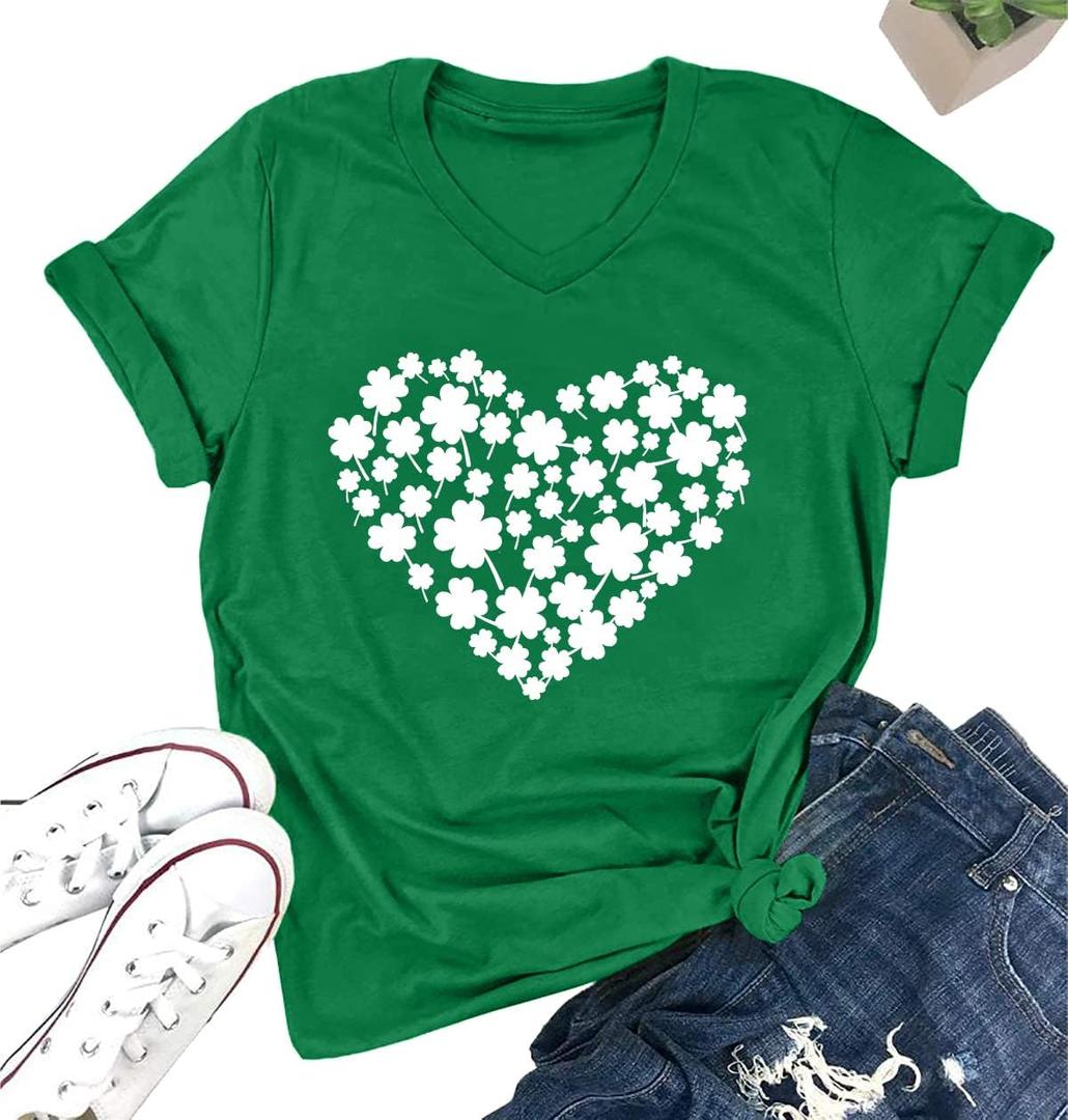 St. Patrick Day Shirt Women Irish Shamrock Shirts Patrick Clover Tshirt Shenanigans Lucky Tops (XL)