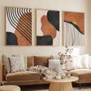 Orange and Black Abstract Wall Art Abstract Geometric Canvas Art Modern Minimalist Abstract Line Art Decor Black Abstract Line Art Prints Abstract Terracotta Wall Art for Home Decor 16"x24" No Frame