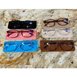 Better Life Seize the day box of Pack of 6 fashionable reading glasses +1.25 (Blue light filter, Case With Each Pair, Black, Blue, Red, Clear, 2 Tortoise Shell, Cleaning Cloth Included)