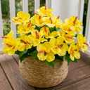 HyeFlora Artificial Flowers for Outdoors Faux Plants, 4 Bundles Hibiscus Fake Outdoor Flowers UV Resistant Realistic Tropical Silk Flower for Outside Planter Porch Patio Garden Window Home, Yellow