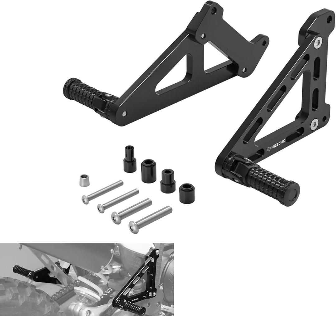 NICECNC Black Dirt Bike Passenger Foot Peg Footrest Bracket Set Compatible with KTM 125-450 XC/SX/XCF/SXF 2023-2025 150-500 EXC/EXCF/XCW/XCF-W/XW-F 2024-2025,Aluminum