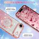 Bonoma Compatible with iPhone Air Case 2025 Support for MagSafe, Plating Heart Glitter Magnetic Case TPU Camera Protection Back Cover for Phone Case -Pink