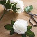 Ling's moment Artificial Flowers 50Pcs White Roses Decor w/Stems,3" DIY Foam Floral for Wedding Bouquet/Centerpieces, Outdoors Party Backdrop, Room/Table, and Garden/Pot Decorations