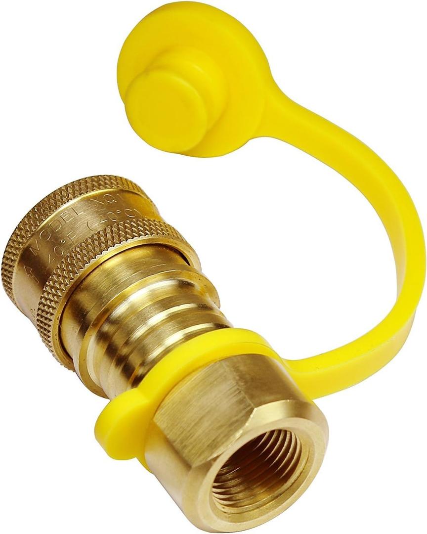 DOZYANT Propane Natural Gas Quick Connect Brass Fitting 3/8 inch Female Pipe Thread x 3/8 Inch Male Flare Quick Connect Disconnect for Natural Gas Quick Connect Hose Kit 1/2PSI