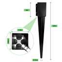 Fence Post Anchor 32 inch Ground Spike Heavy Duty Black Powder Coated Fence Stakes Post Base for Mailbox, 32 x 4 x 4 Inches Outer Diameter (Inner Diameter 3.6 x3.6 Inches), Pack of 4