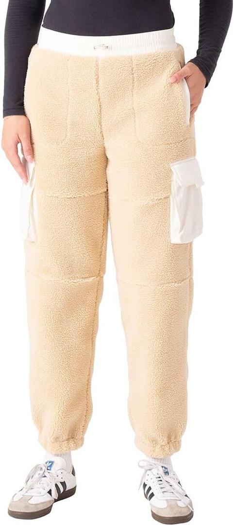 Roxy Women's Sherpa Jogger Relaxed Fit, Faux Sherpa Fleece Pant, Adjustable Waist, Pfas-Free, Fully Lined (Yellow, S)