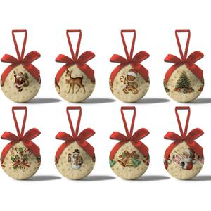Vintage Christmas Decor 16Pcs - Vintage Christmas Ornaments Tree Decorations Hanging Balls, Classic Decorations Ball 2.36 Inch for Xmas Tree Party Home Holiday