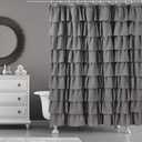 Gray Ruffle Shower Curtain, Elegant Fabric, Soft & Fluffy, 72x72, Stylish Bathroom Decor, Durable, Easy Care, Classic & Beautiful Ruffled Design for Women's Bathroom (Grey)