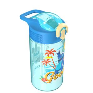 Zak Designs 16oz Stitch Kids Straw Water Bottle, Durable Plastic Park Bottle
