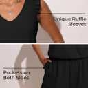Summer Mae Ruffle Swim Romper One Piece Swimsuit Women Modest High-Back Bathing Suit with Pockets 2026 Swimwear (Black), Size 18W