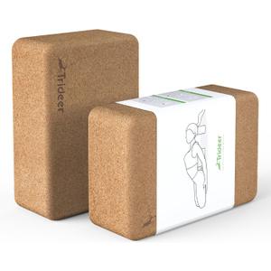 Trideer Cork Yoga Blocks, 2 Pack Yoga Blocks Natural Cork, High Density Yoga Block with Non Slip Surface, Eco-Friendly Yoga Accessories for Women, Ideal for Yoga, Pilates, Stretching