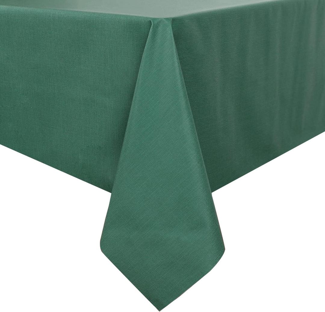 Romanstile Christmas 100% Waterproof PVC Tablecloth, Square Oil Spill Proof Stain Resistant Vinyl Table Cloth, Wipe Clean Plastic Table Covers for Kitchen/Dining/Parties - 54 x 54 Inch, Dark Green