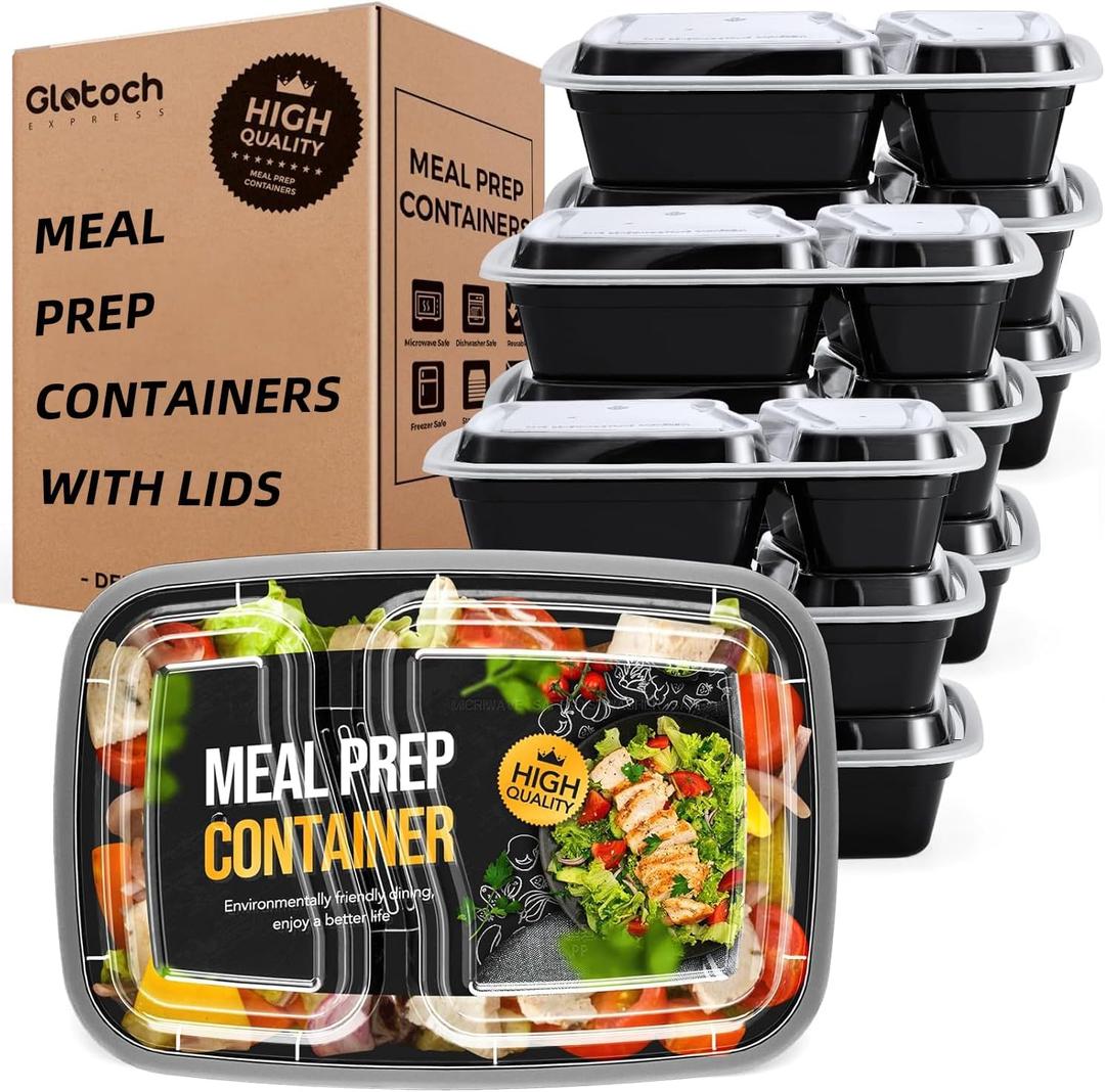 Glotoch 50 Pack 32 oz Meal Prep Containers Reusable, 2 Compartment Food Containers with Lids To Go Containers, Lunch-Microwave, Freezer, Dishwasher Safe Glotoch 50 Pack 32 oz Meal Prep Containers Reusable, 2 Compartment Food Containers with Lids To Go Containers, Lunch-Microwave, Freezer, Dishwasher Safe