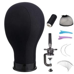 Wig Head 21Inch Canvas Block Head Wig Stand with Mannequin Head for Making Wigs Display Styling