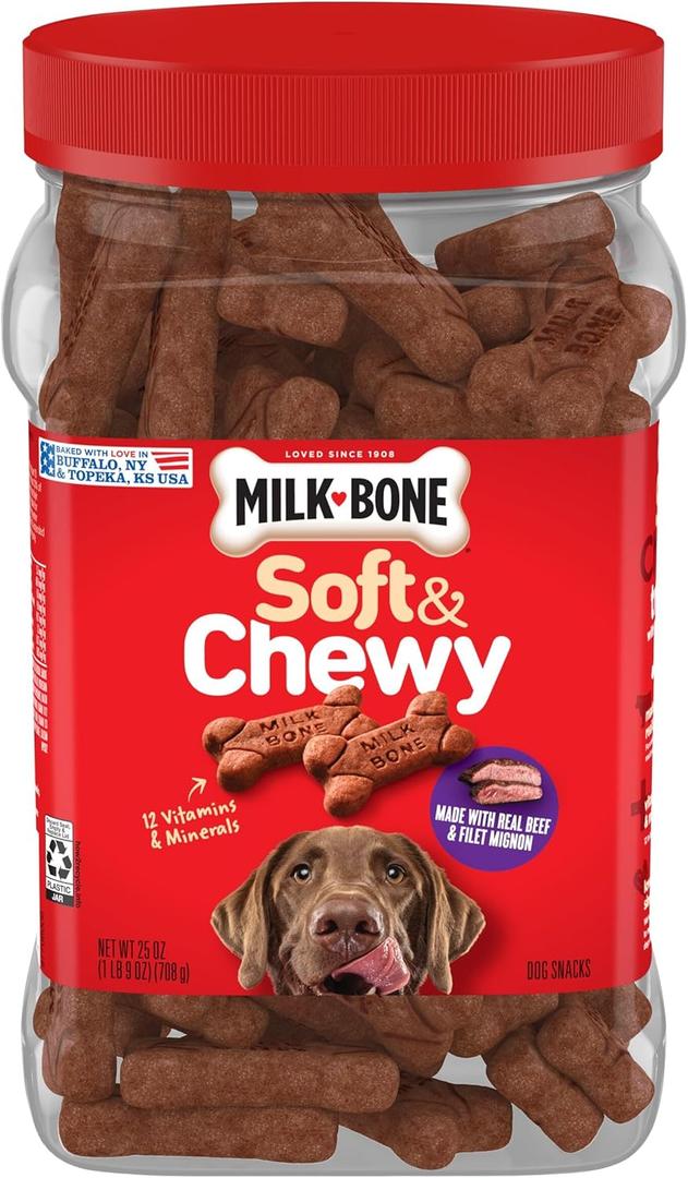 Milk-Bone Soft & Chewy Dog Treats, Beef & Filet Mignon Recipe, 25 Ounce (1.56 Pound (Pack of 1))