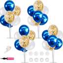 TONIFUL 4 Set White Blue Gold Balloon Centerpieces for Table,Balloon Bouquet Kit for Retirement,Baby Boy Baptism Party,Class of 2026 Graduation Decoration,Birthday Decorations