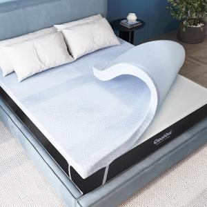 COOL GEL Memory Foam Mattress Topper, Cool Gel Infused Memory Foam, Plush and Supportive, CertiPUR Certified (3-inch + Cool Gel Cover, Queen (U.S. Standard))