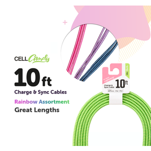 CELL CANDY Charge & Sync Cable for USB C to USB 10 ft Pink
